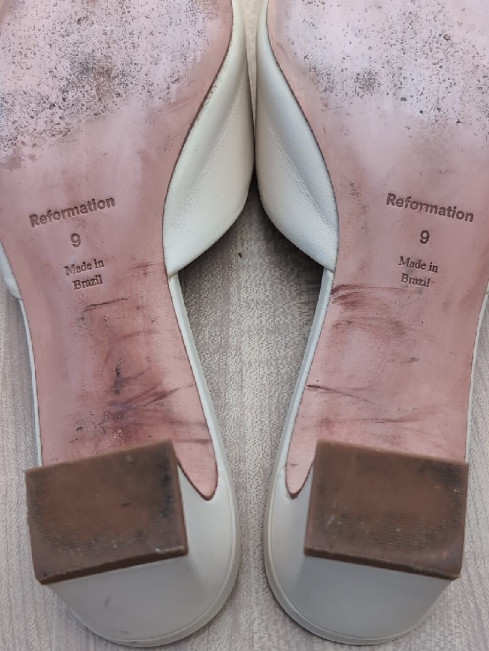 Reformation Leather Cream Square-Toe Low Heel Mules Size 9 - Picture 11 of 11